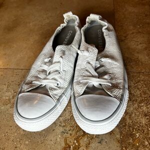 Converse White Textured Low-Top Slip-On Sneakers